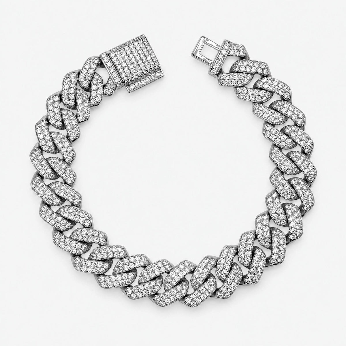 Prong Link Bracelet (White Gold) 13mm