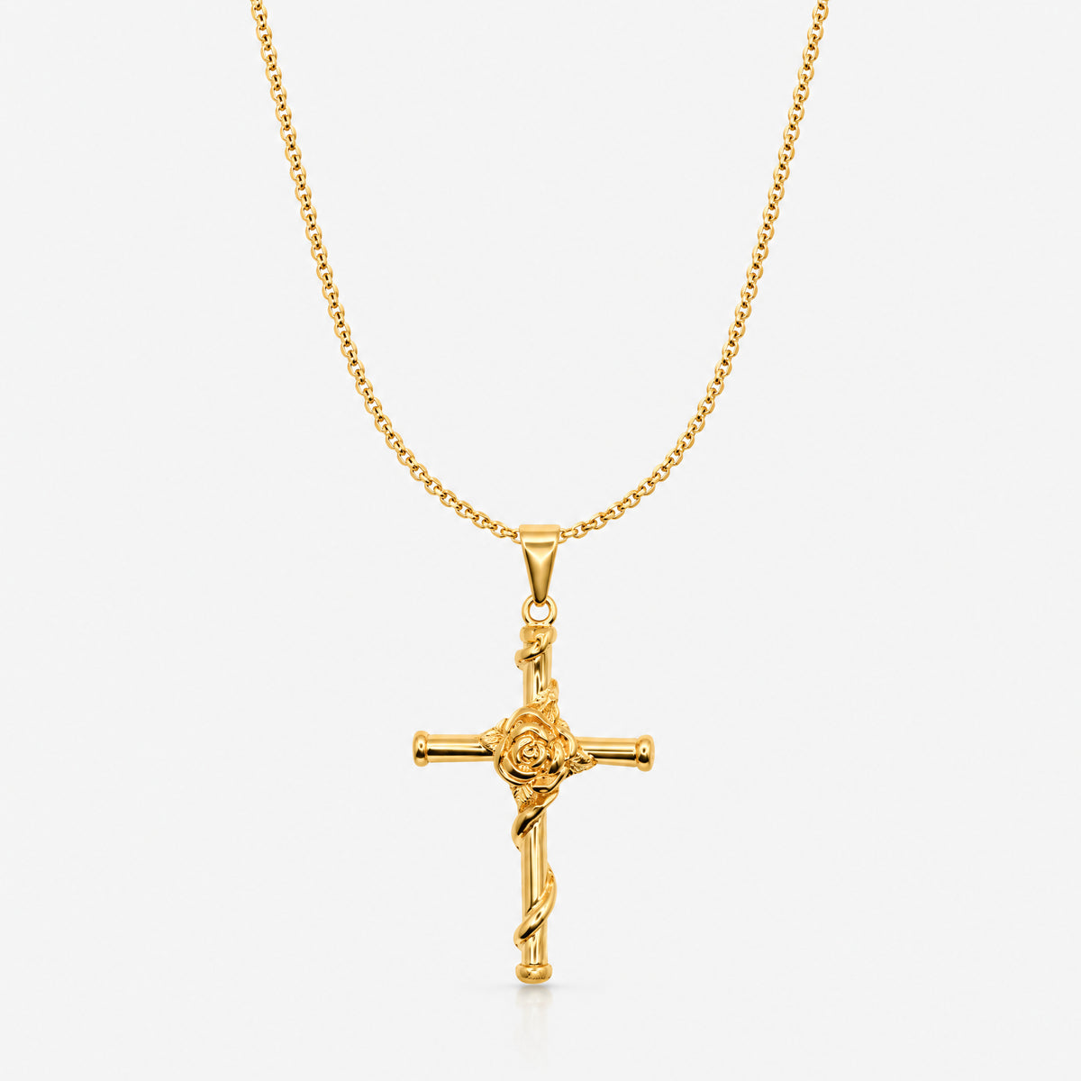 Rose Cross Pendant (Gold)